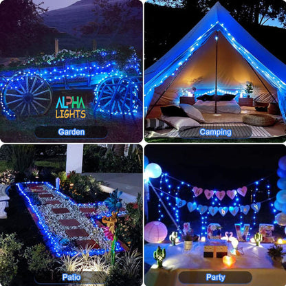 24m 200 LED Blue Solar String Lights - Perfect for Outdoor Garden Decor