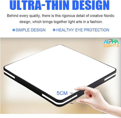 36W LED Flush Mount Ceiling Light. 6500K Cool White. 3600lm. 40cm Round Black Frame Light for Bedroom. Bathroom. Living Room