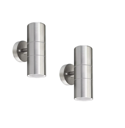 Modern Outdoor Up Down Wall Light – Stainless Steel. IP65 Waterproof. Mains Powered Exterior Sconce for Porch. Patio. or Garage