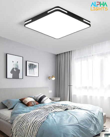 36W LED Flush Mount Ceiling Light. 6500K Cool White. 3600lm. 40cm Round Black Frame Light for Bedroom. Bathroom. Living Room