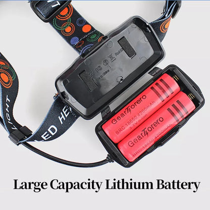 Five Headlights Strong Headlamp Light. Super Bright Rechargeable Long Shot Super Bright Head-Mounted LED Miners Lamp Flashlight