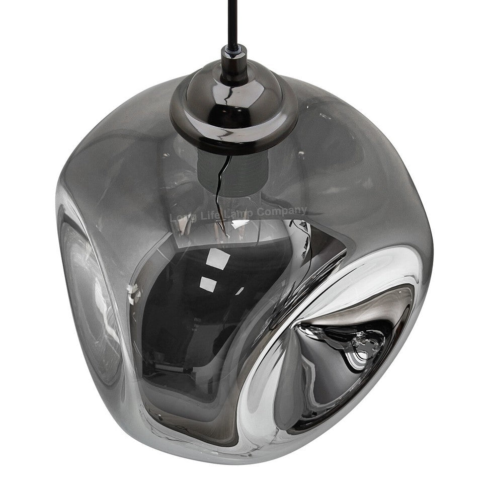Vintage Smoked Glass Pendant Light with Irregular Shade – Ceiling Hanging Lamp for Home. Pub & Diner