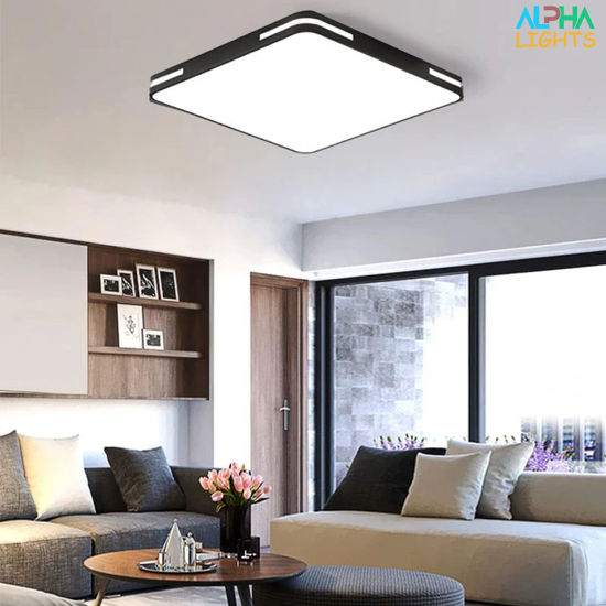 36W LED Flush Mount Ceiling Light. 6500K Cool White. 3600lm. 40cm Round Black Frame Light for Bedroom. Bathroom. Living Room