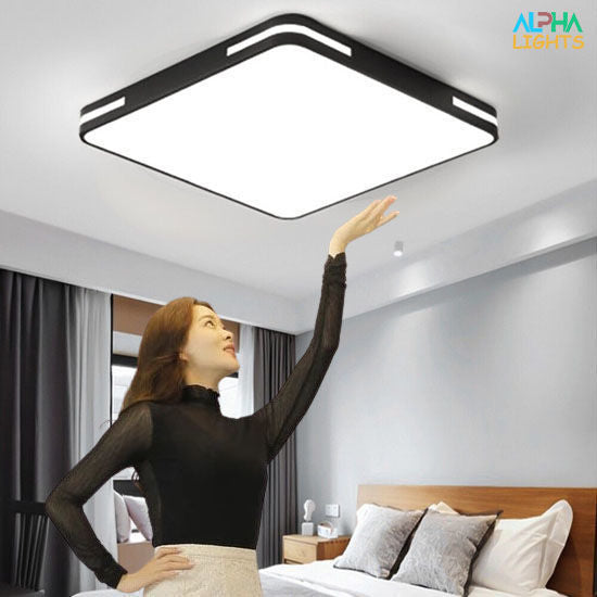 36W LED Flush Mount Ceiling Light. 6500K Cool White. 3600lm. 40cm Round Black Frame Light for Bedroom. Bathroom. Living Room