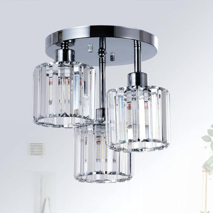 Modern 3-Light Crystal Ceiling Light – Chrome Semi Flush Mount Fixture
