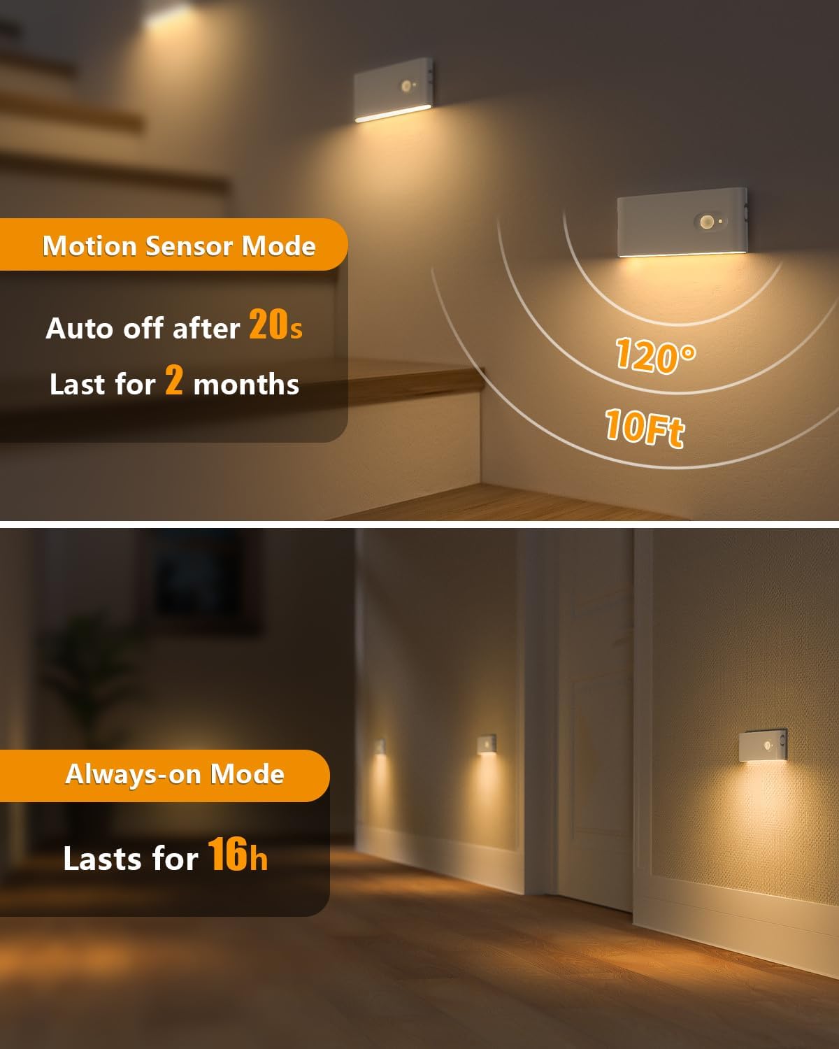 Rechargeable Motion Sensor Stair Lights. 3 Pack