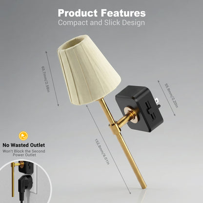 Plug-in Night Light Wall Sconce Style with Pleated Fabric Cover