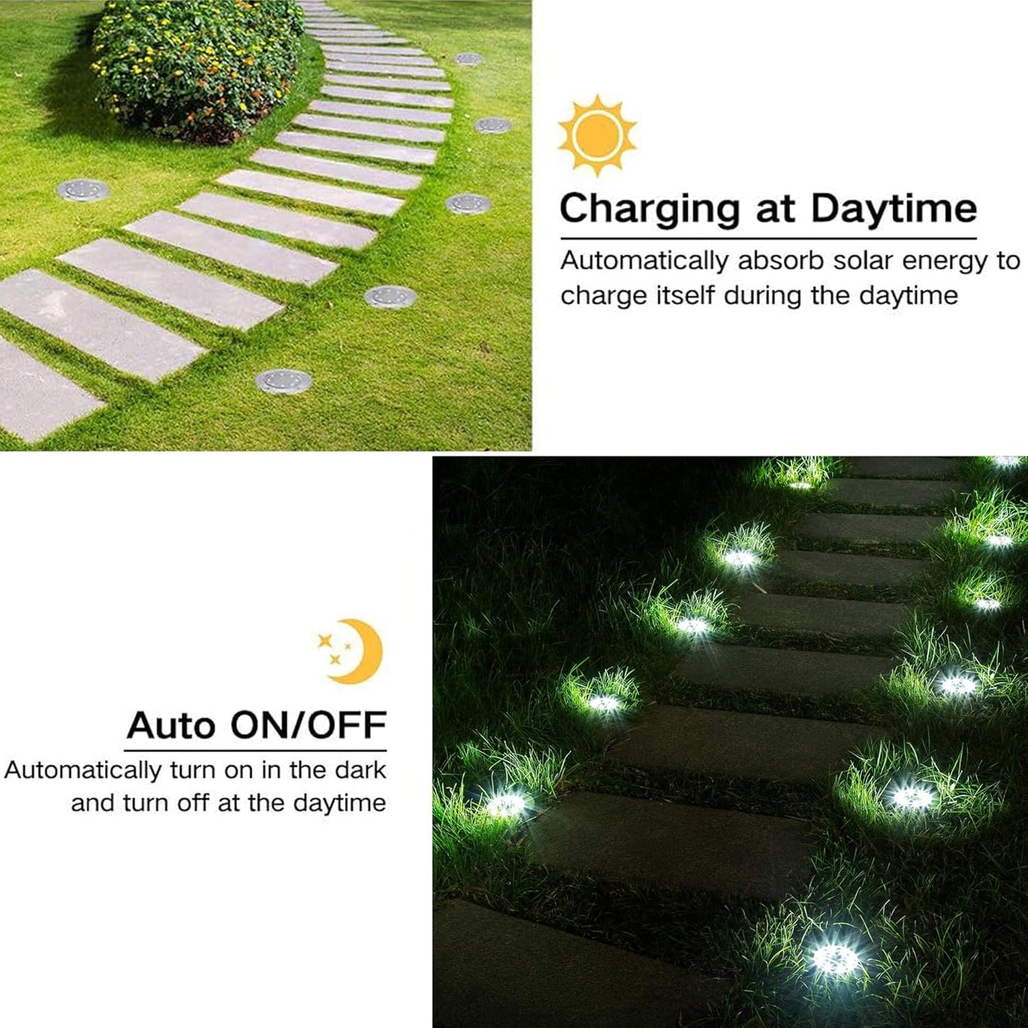 12-Pack Solar Deck Lights – Waterproof Outdoor LED Ground Lights for Walkways
