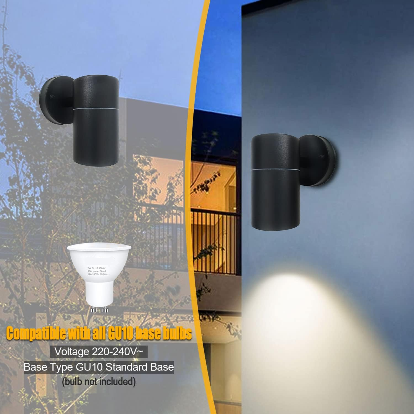 Black Stainless Steel Outdoor Wall Sconce
