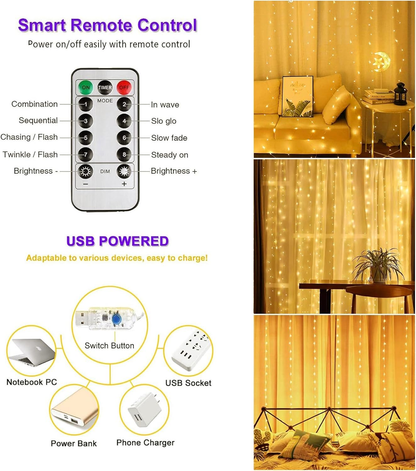 Fairy Curtain Lights with Remote Control