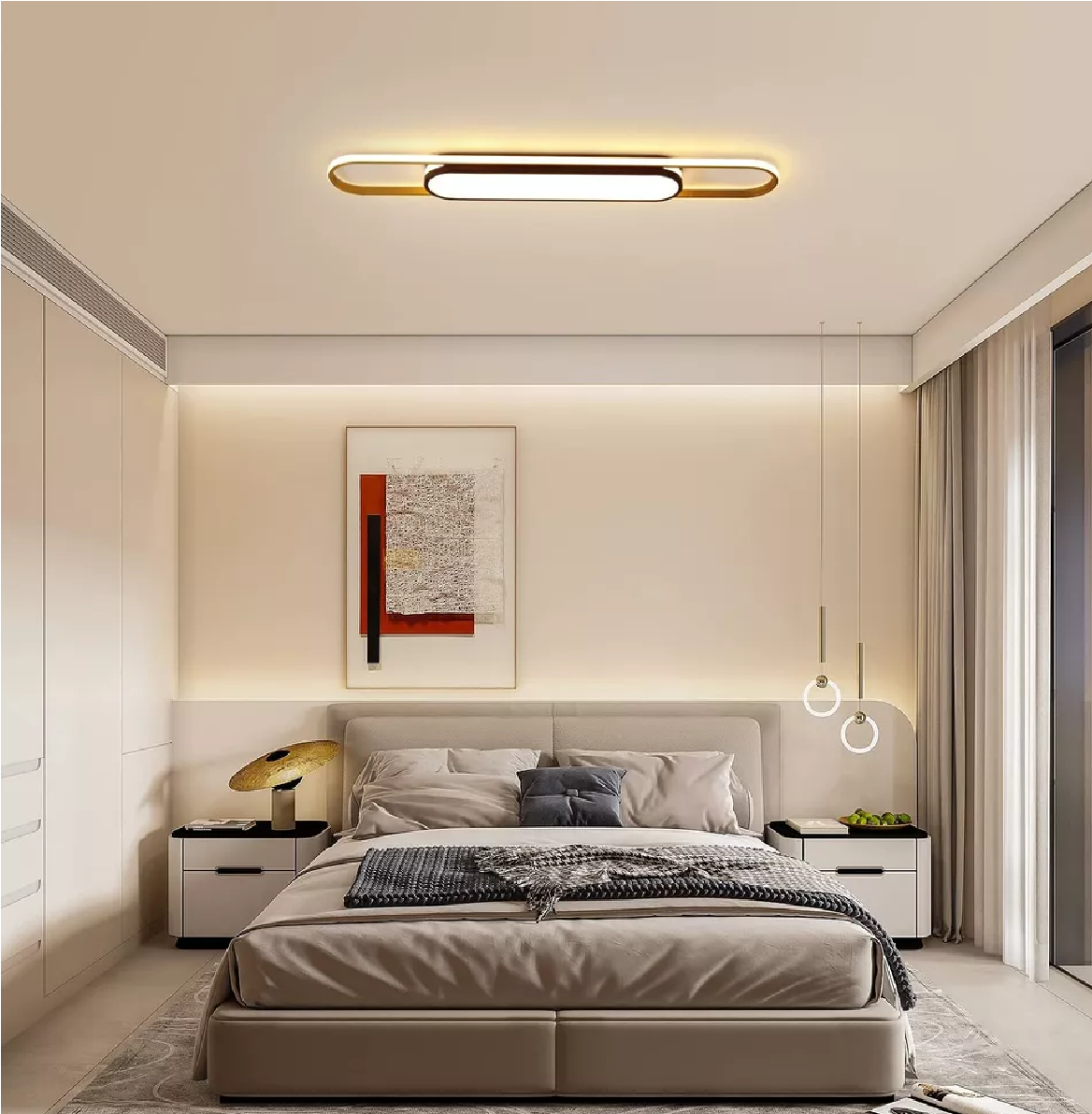 110cm Modern Ceiling Light – Remote-Controlled LED Lighting for Kitchens. Dining Rooms. and Hallways