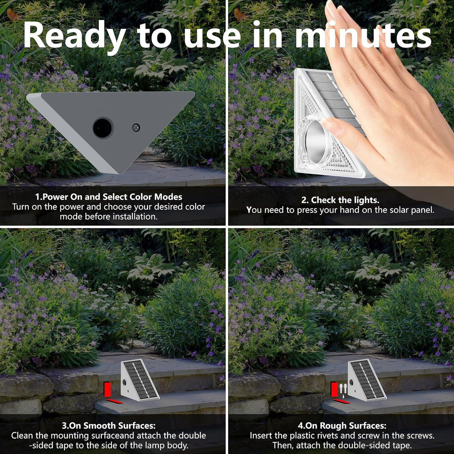 Lakey Sound Solar Step Lights 6 Pack – 10 Color Modes