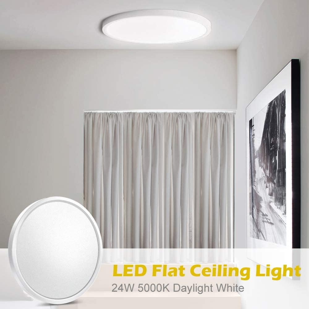 12 LED Ceiling Light – Ultra-Thin 24W Flush Mount. 2-Pack