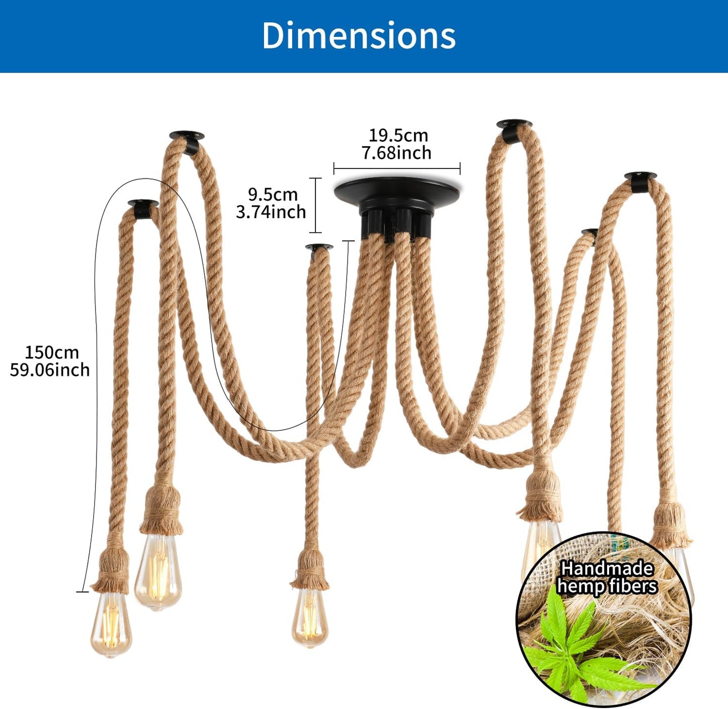 6-Head Spider Chandelier Pendant Light. Adjustable Industrial Ceiling Lamp