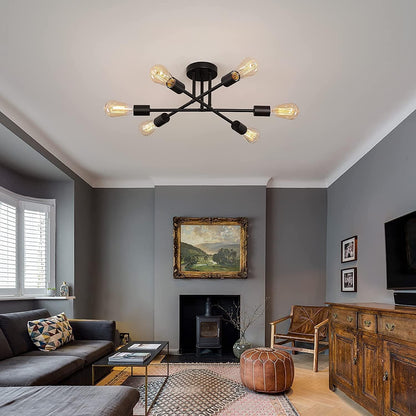 Modern 6/8-Light Black Sputnik Chandelier – Adjustable E27 Ceiling Fixture