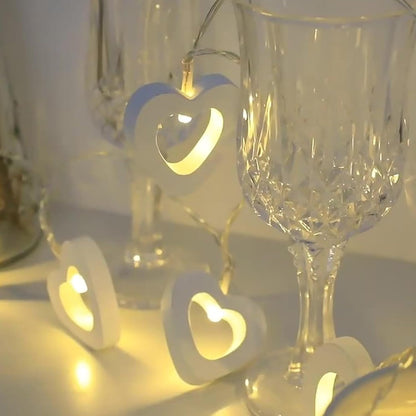 Wooden Heart String Lights – 20 LEDs