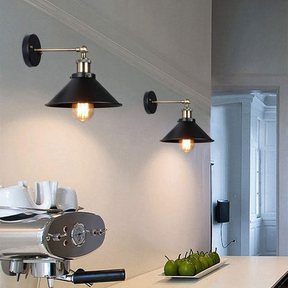 Vintage Black Industrial Wall Sconce. 240° Adjustable. 2 Pack