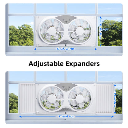 9 Inch Dual Window Fan with 3-Speed Reversible Airflow Blades