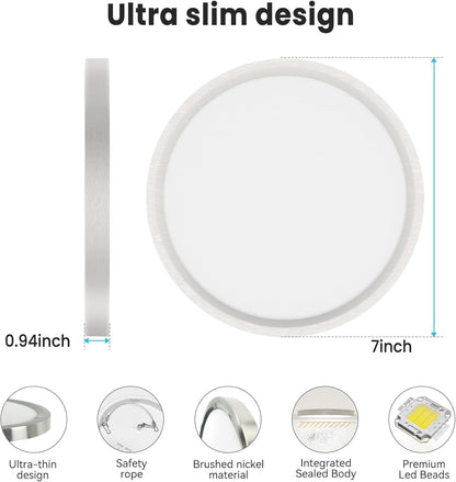 15W Flush Mount LED Ceiling Light – Brushed Nickel. 3 CCT