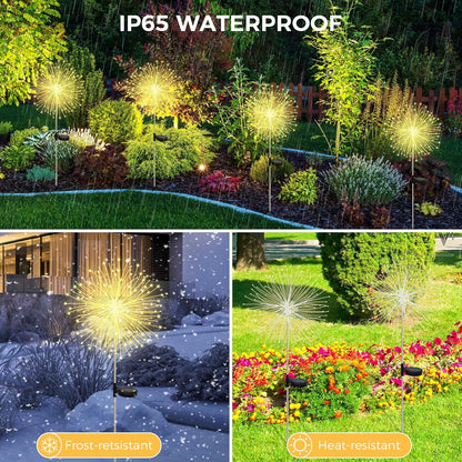 Solar Firework Garden Lights. 2-Pack. 120 LED Warm