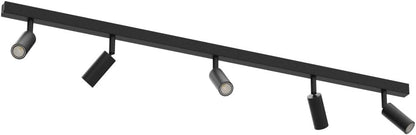 Black 5-Way Ceiling Spotlight with Adjustable Rotatable LED Lights