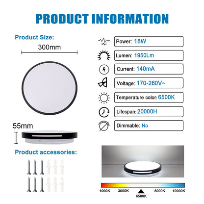 Modern Round LED Ceiling Light – 12W/18W. Cool White