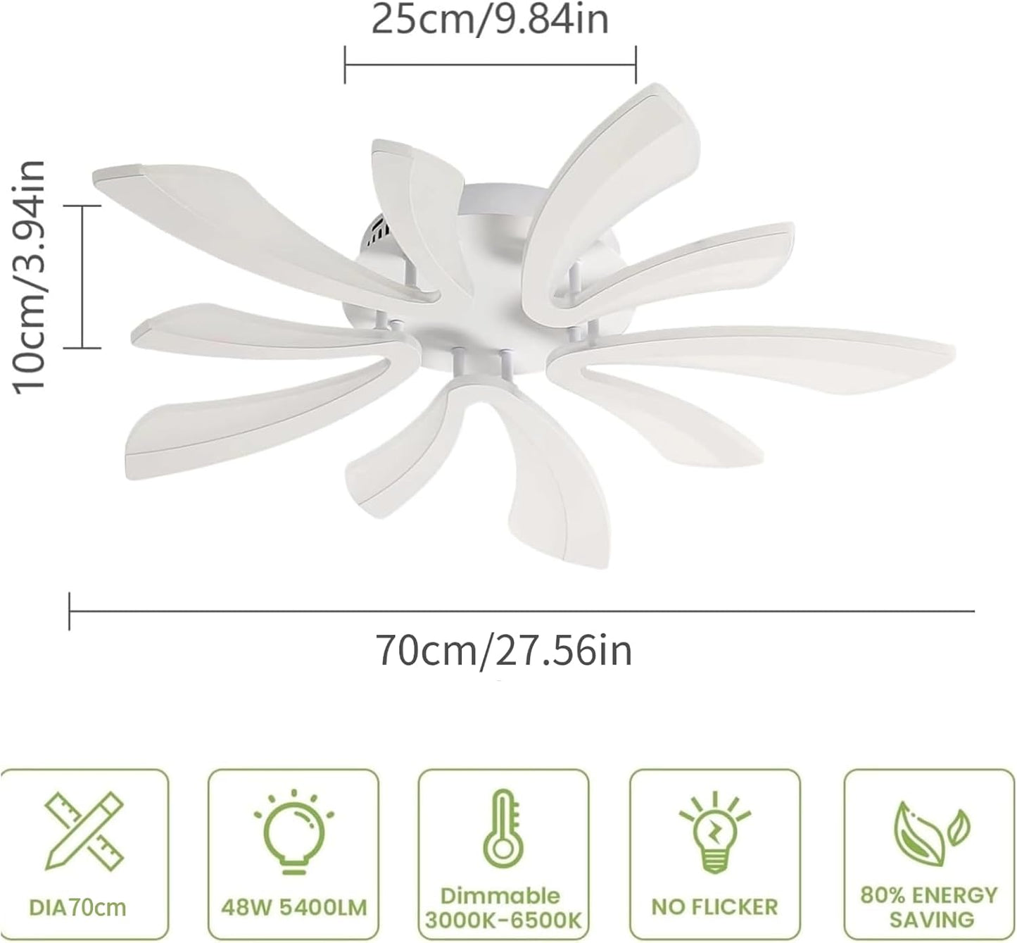 Modern LED Ceiling Light 48W Dimmable with Remote Control
