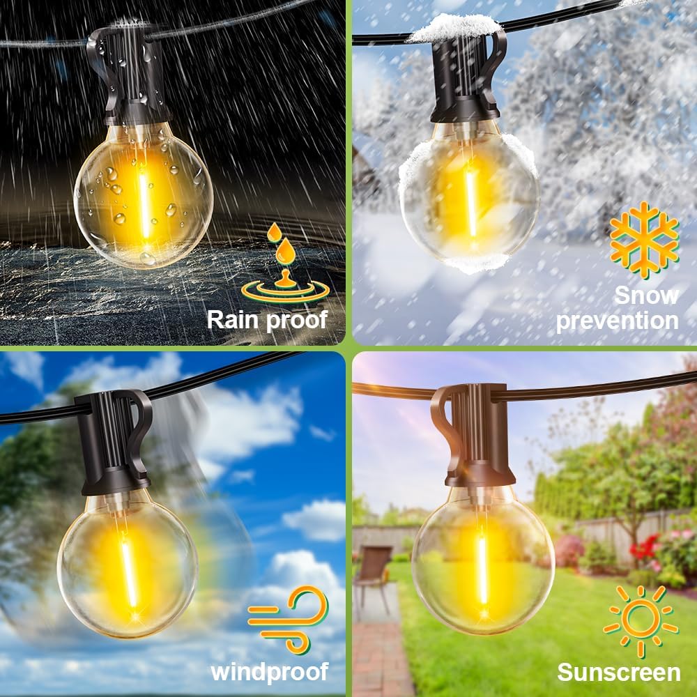 10M Outdoor Festoon Lights – G40 Bulbs. Waterproof & Connectable