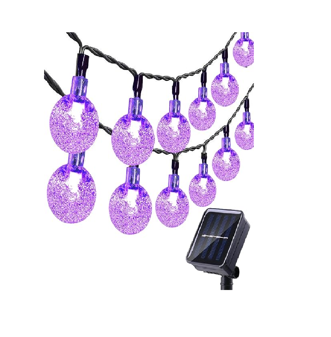 60 LED Solar Crystal Ball String Lights. 36ft White