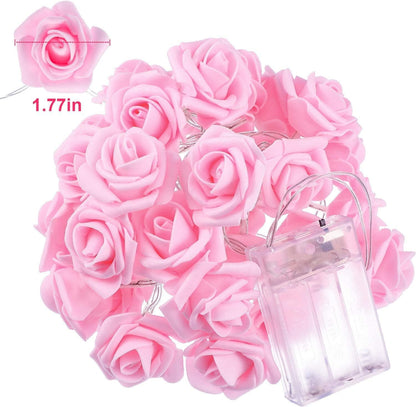 Romantic Pink Rose Fairy Lights – 20 LED Battery