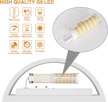 Modern White Plaster LED Wall Light – 7W G9 Bulb Included