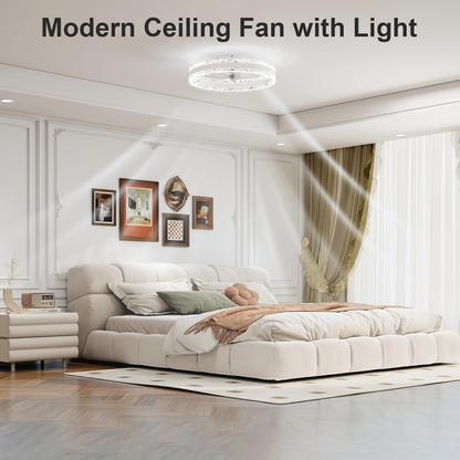 Modern Smart Ceiling Fan with LED Light – 6 Speeds. Dimmable Warm-to-Cool Lighting. and Remote Control for Bedrooms. Living Rooms