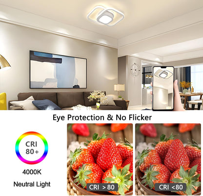 32W LED Ceiling Light. 4000K Neutral White. Modern Double Square Aluminum Ceiling Light