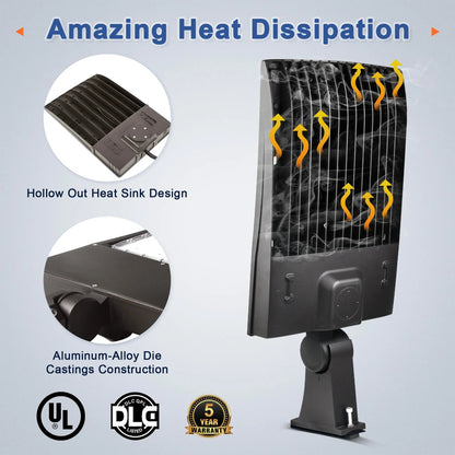 300W LED Parking Lot Light-Shoebox Area Light-AC 120~277V-42.000 Lumens-CCT 5000K-1.000W Metal Halide Equivalent-UL+DLC 5.1