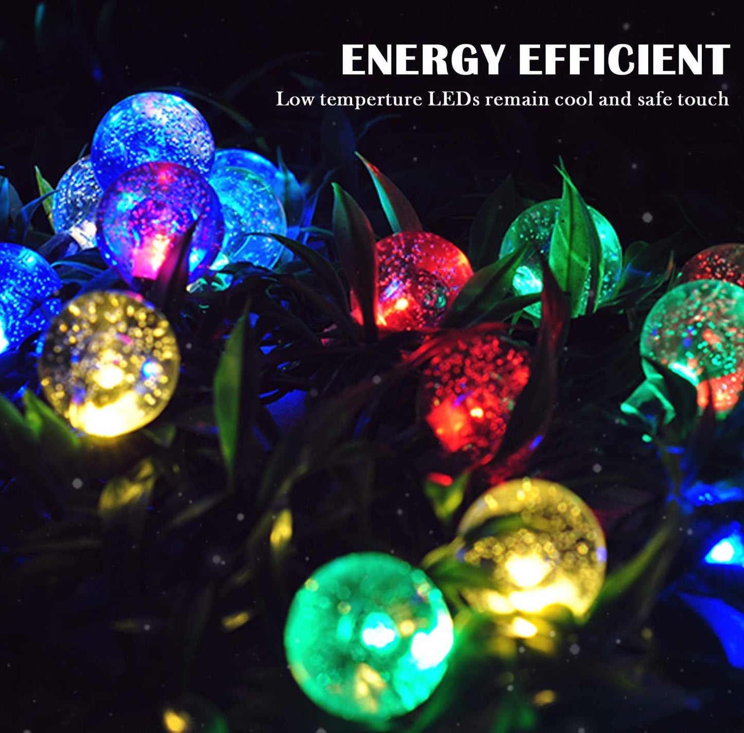59Ft 100 LED Solar Globe String Lights – Multicolour. Waterproof. 8 Modes