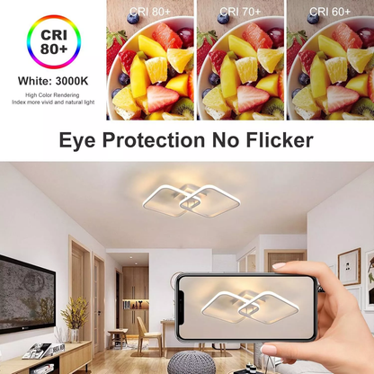 50W Dimmable LED Ceiling Light with Remote Control – Modern Pendant Lamp for Living Room – 60cm. Adjustable Brightness & Color Temperature