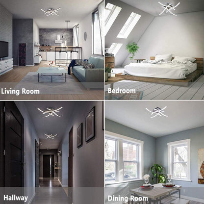 LED Ceiling Light 36W. Stylish Curved Design with 4 LED Boards. Cool White 6500K – Modern Ceiling Lamp for Living Room. Bedroom. Kitchen