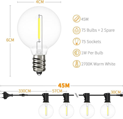 150FT G40 Festoon String Lights Outdoor Waterproof