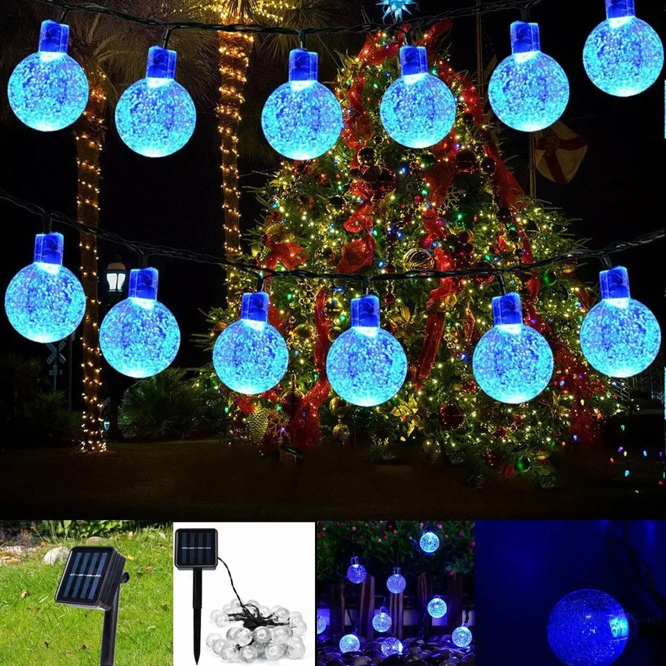 LED Ball Solar String Lights – Outdoor Retro Fairy Lights for Garden. Patio & Parties