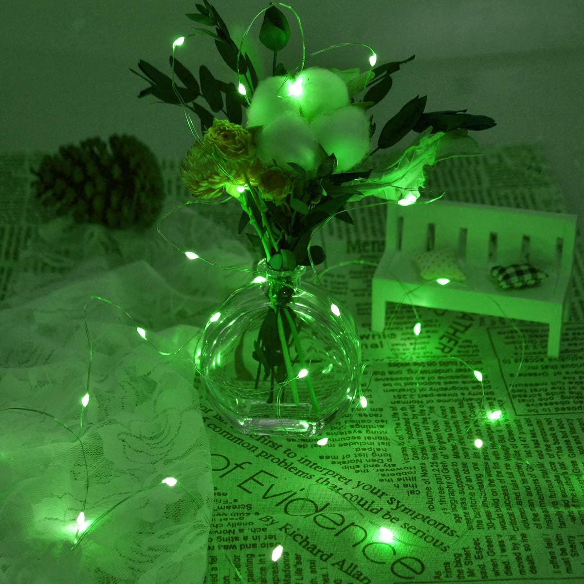 Green Fairy Lights. 5M 50 LEDs Battery Powered String Lights