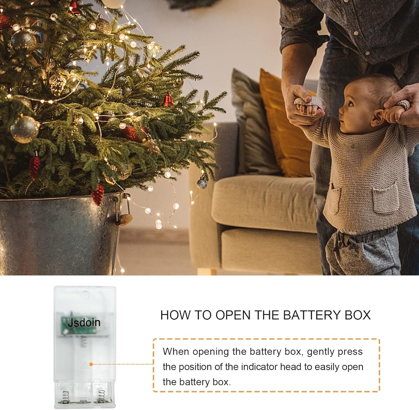 50 LED Battery Fairy Lights – Warm White Copper Wire