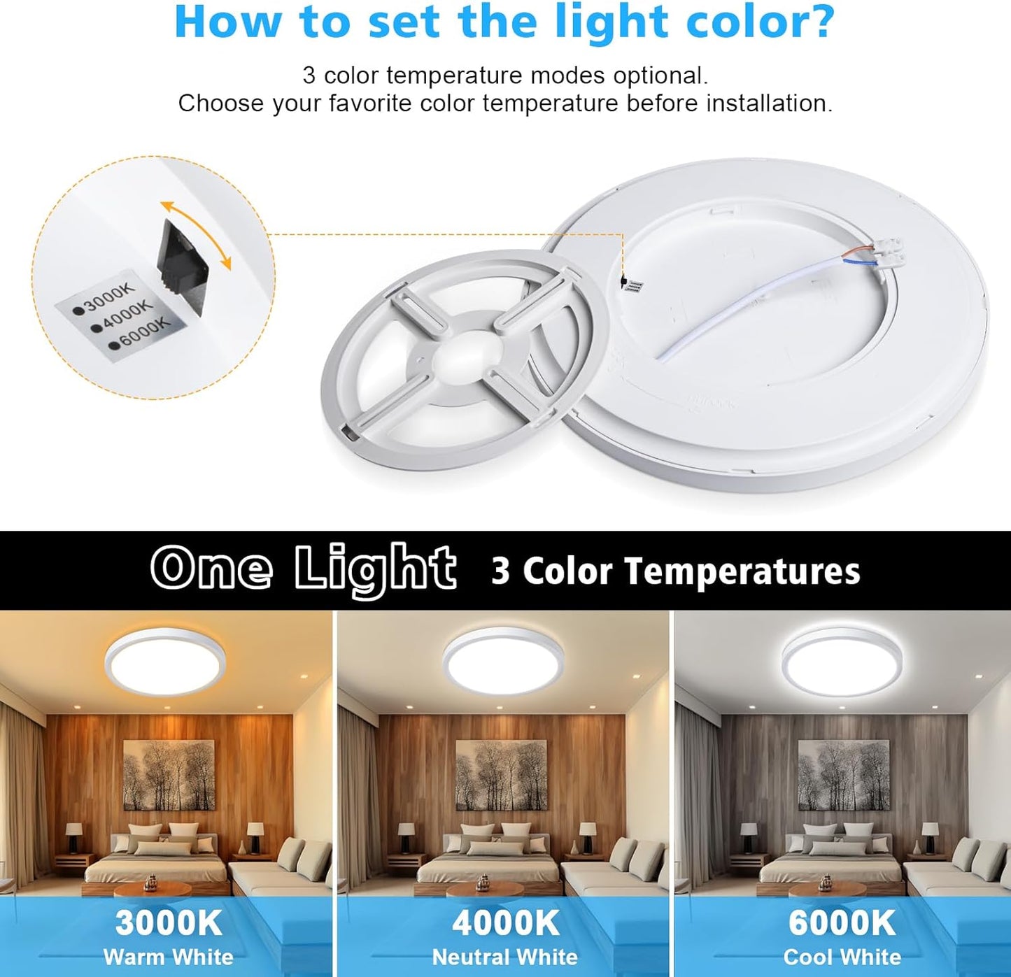 18W LED Ceiling Light – Adjustable Color. Waterproof. 1800LM. Ø23cm