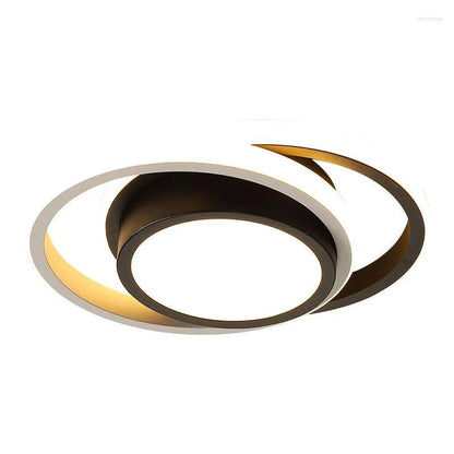 Modern Double Circle LED Ceiling Light - Black Dimmable Chandelier for Living Room. and Bedroom