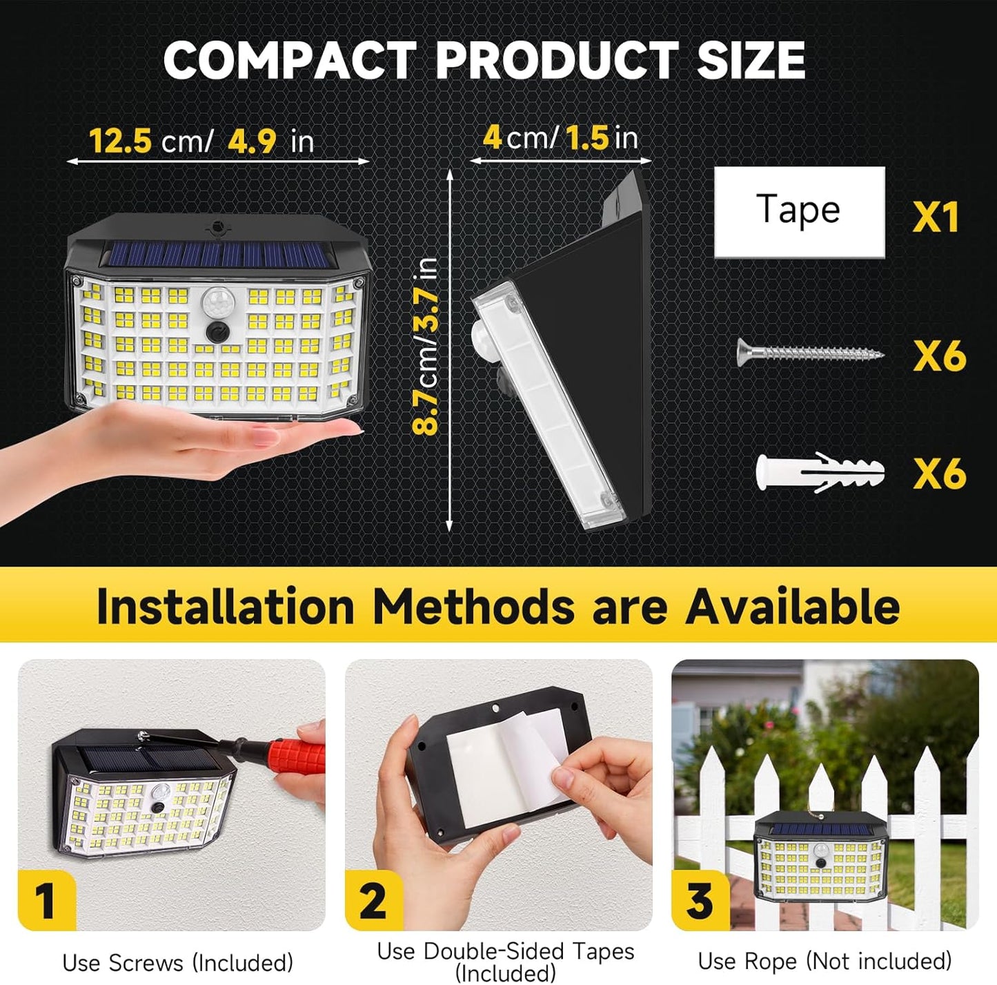 4 Pack Solar Motion Lights – 2000LM Outdoor Security