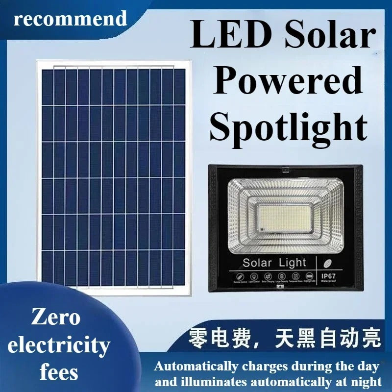 Solar LED Flood Light 100W Spotlight IP65 Waterproof with Remote Control & Adjustable for Outdoor