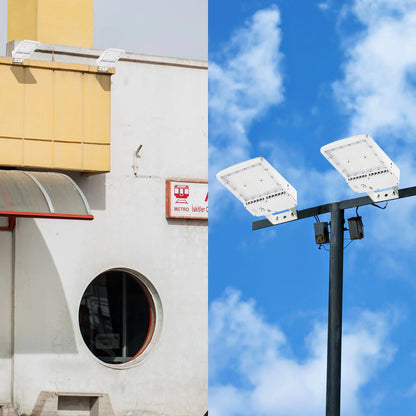 150W LED Shoebox Parking Lot Light – 5000K Daylight. White Housing. Outdoor Area & Street Light. UL Listed. AC 100-277V (No Photocell)