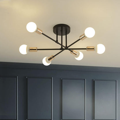 Modern Sputnik Chandelier 6 Lights Semi Flush Mount Ceiling Fixture