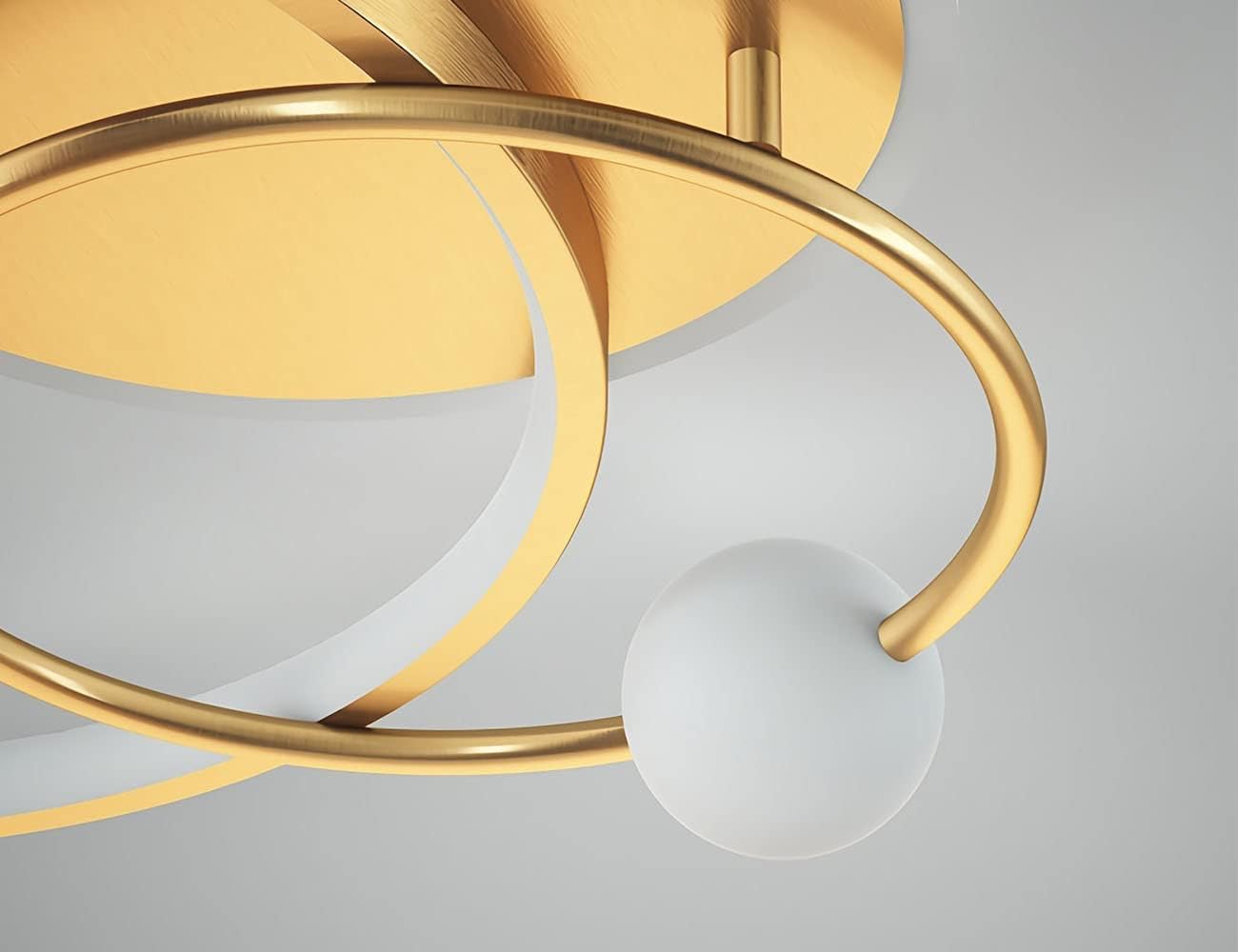 Modern LED Dimmable Ceiling Lamp with Remote Control. Gold Pendant Light 42cm for Bedroom. Kids Room. Dining Room. Kitchen. Office