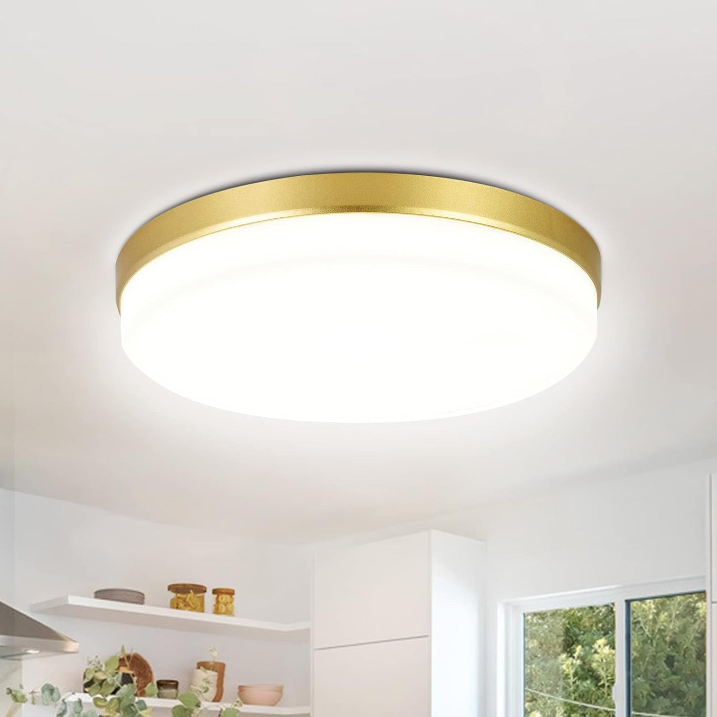 Gold LED Ceiling Light. 36W 4000K Natural White Round Ceiling Lamp 3240LM for Bathroom. Kitchen. Bedroom. Hallway. Utility Room. Laundry. Toilet. Porch. Ø23CM