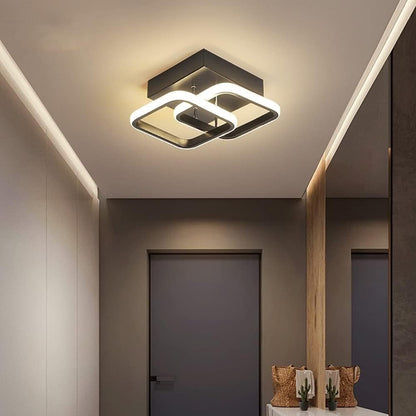 Dimmable LED Ceiling Light Square 22W Black Lamp with Remote Control